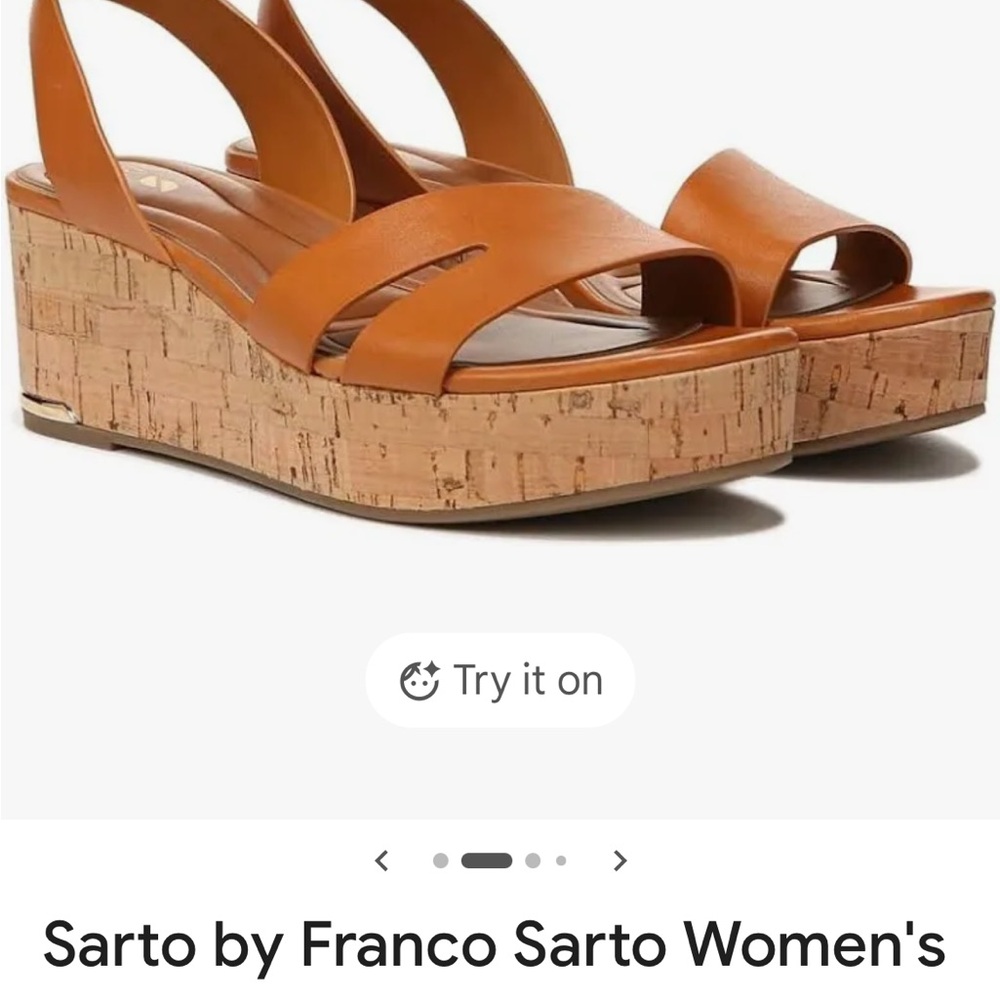 Sarto by Franco Sarto Tan Brown Cork Wedge Sandals